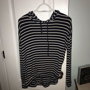 Striped hooded long sleeve shirt
